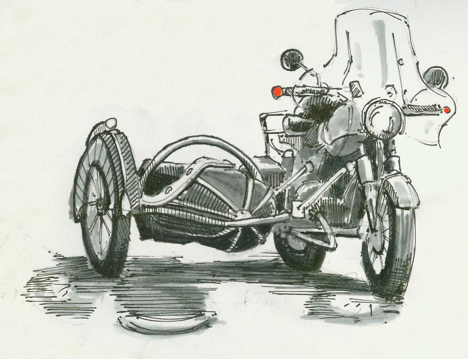 950x730 urban sketchers seattle vintage cycle and sidecar - Sidecar Drawing
