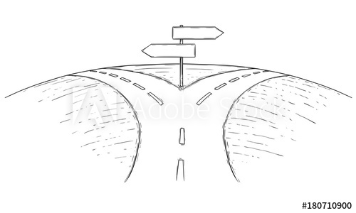 500x300 fork in the road empty arrow sign drawing - Sign Drawing