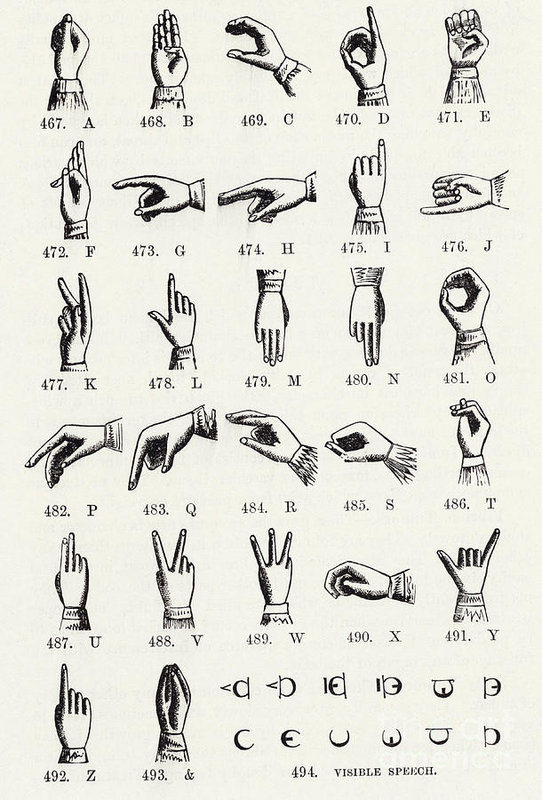 542x800 sign language alphabet art print - Sign Language Drawings