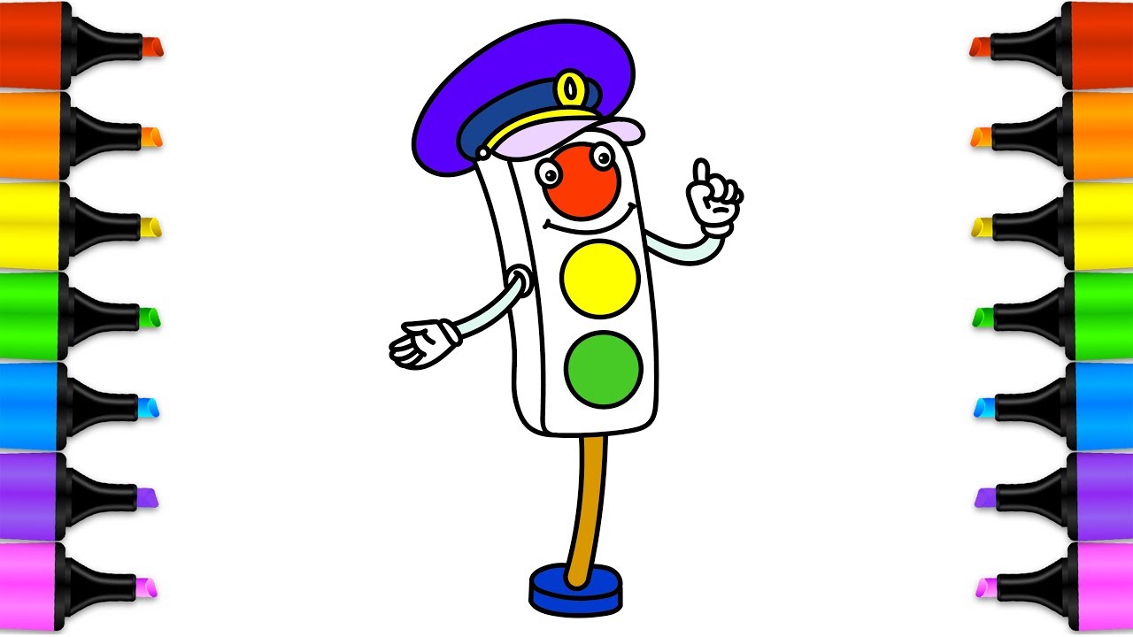 1280x720 learn drawing for kids with coloring pages traffic lights signal - Signal Drawing