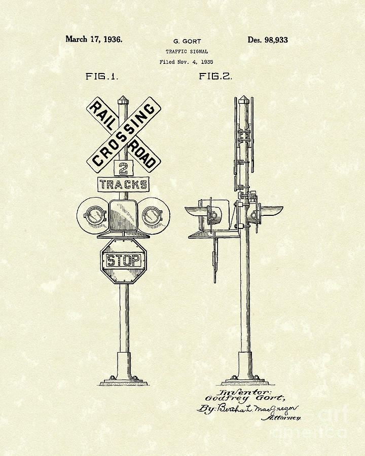720x900 railroad traffic signal patent art drawing - Signal Drawing