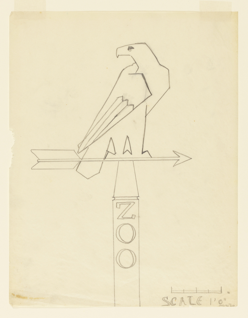 797x1024 Drawing, Design For Zoo Signpost With Falcon, Ca Objects - Signpost Drawing