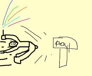 300x250 Elf Wizard Thrusts Happy Signpost - Signpost Drawing