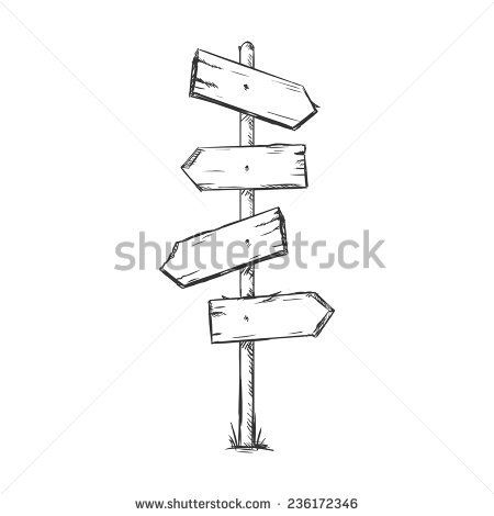 450x470 Vector Single Sketch Signpost Drawing Sketches Chalkboard Art - Signpost Drawing