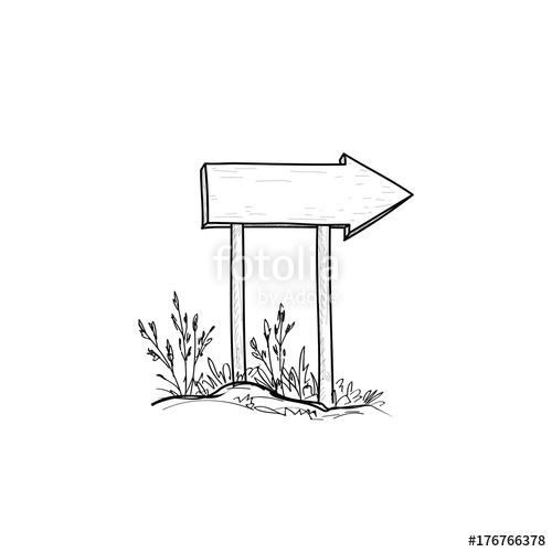 500x500 wooden road arrow sign hand drawn plank signboard outdoor - Signpost Drawing