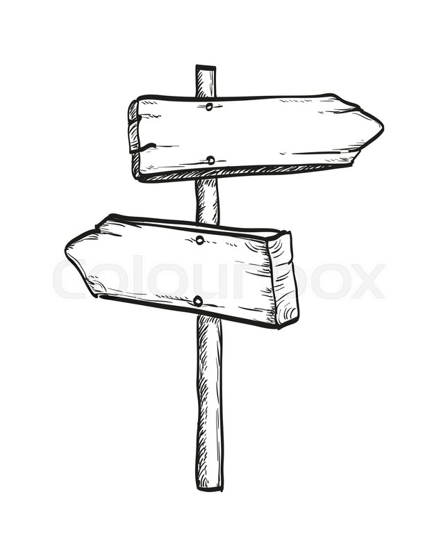 645x800 Wooden Signpost Ink Sketch Isolated Stock Vector Colourbox - Signpost Drawing