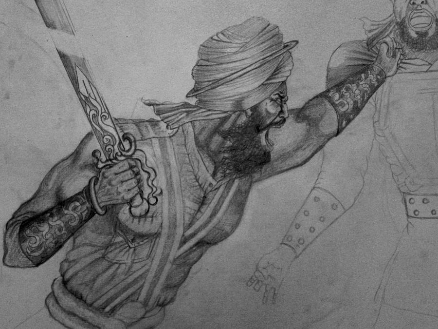 900x675 sikh battle drawing - Sikh Drawing
