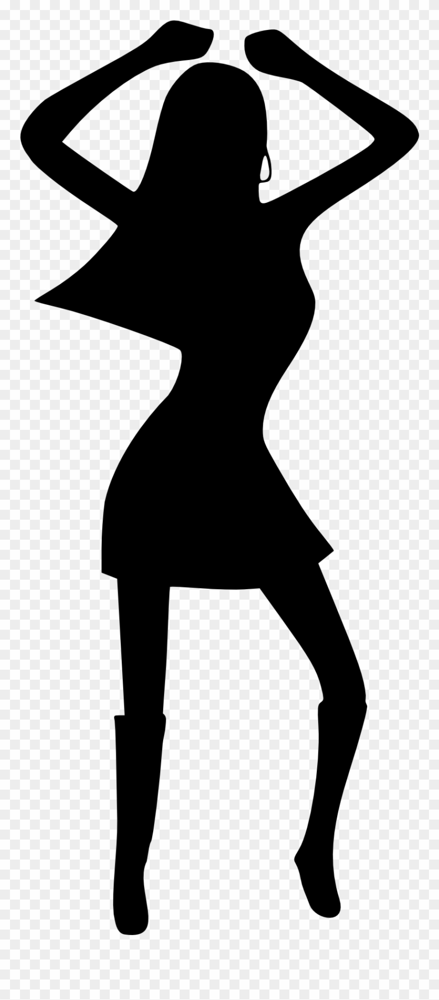 880x2001 girl woman dancing disco black white drawing silhouette - Silhouette Drawing