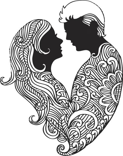 475x600 Pretty Black And White Abstract Couple In Love Silhouette Drawing - Silhouette Drawing