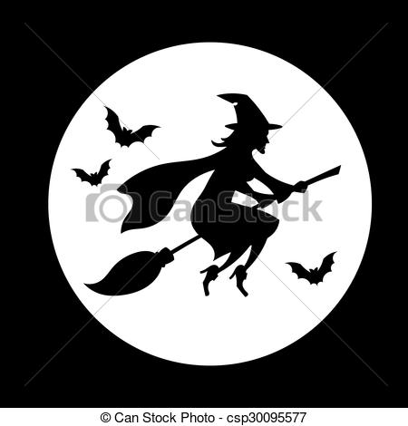 450x470 witch silhouette drawing of the flying witch black silhouette - Silhouette Drawing