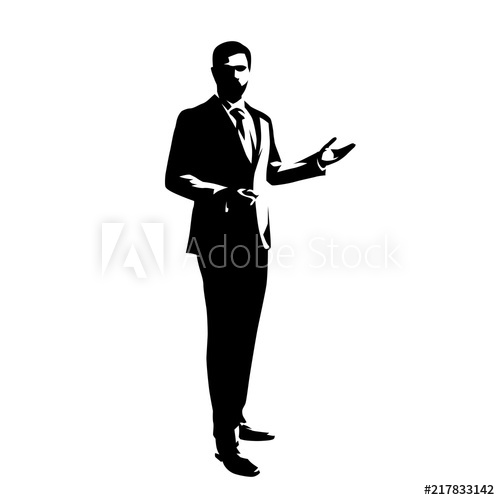 500x500 Businessman Standing And Presenting Ideas, Isolated Vector - Silhouette Drawing Ideas
