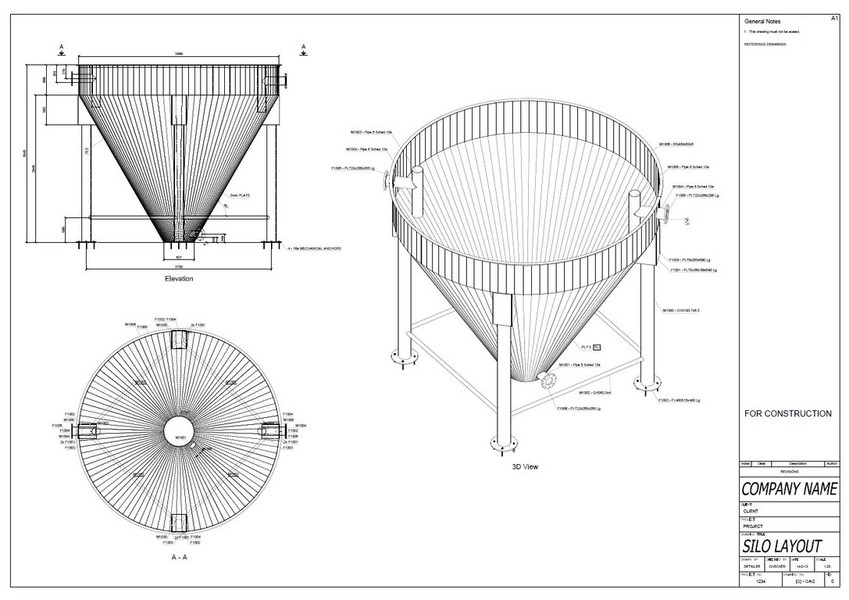 849x600 mechanical materials handling drawings - Silo Drawing