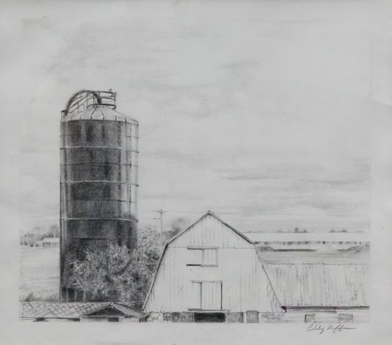 570x502 parlor graphite drawing giclee print barn silo country etsy - Silo Drawing