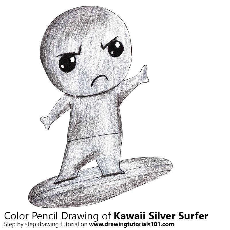 800x800 kawaii silver surfer colored pencils - Silver Surfer Drawing