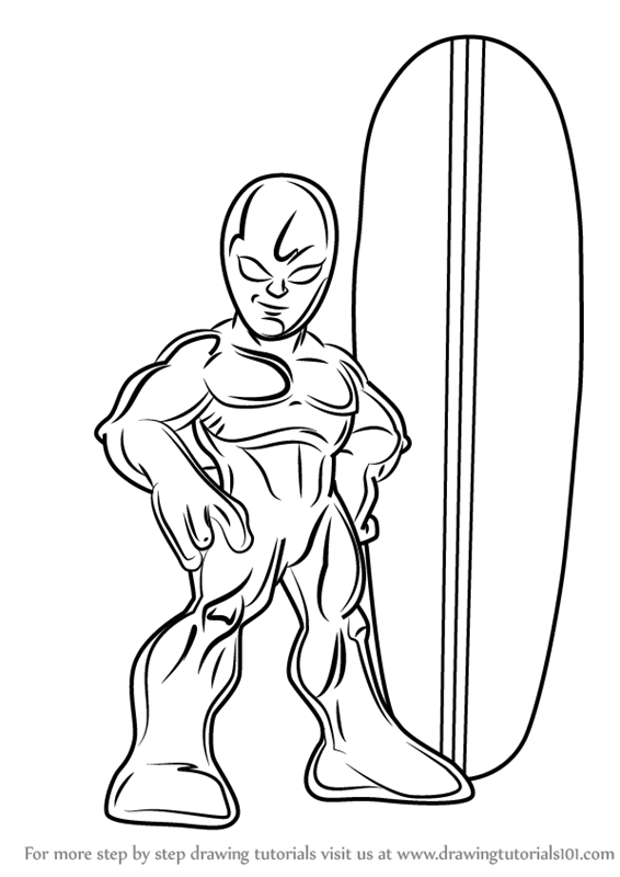 566x800 learn how to draw silver surfer from the super hero squad show - Silver Surfer Drawing