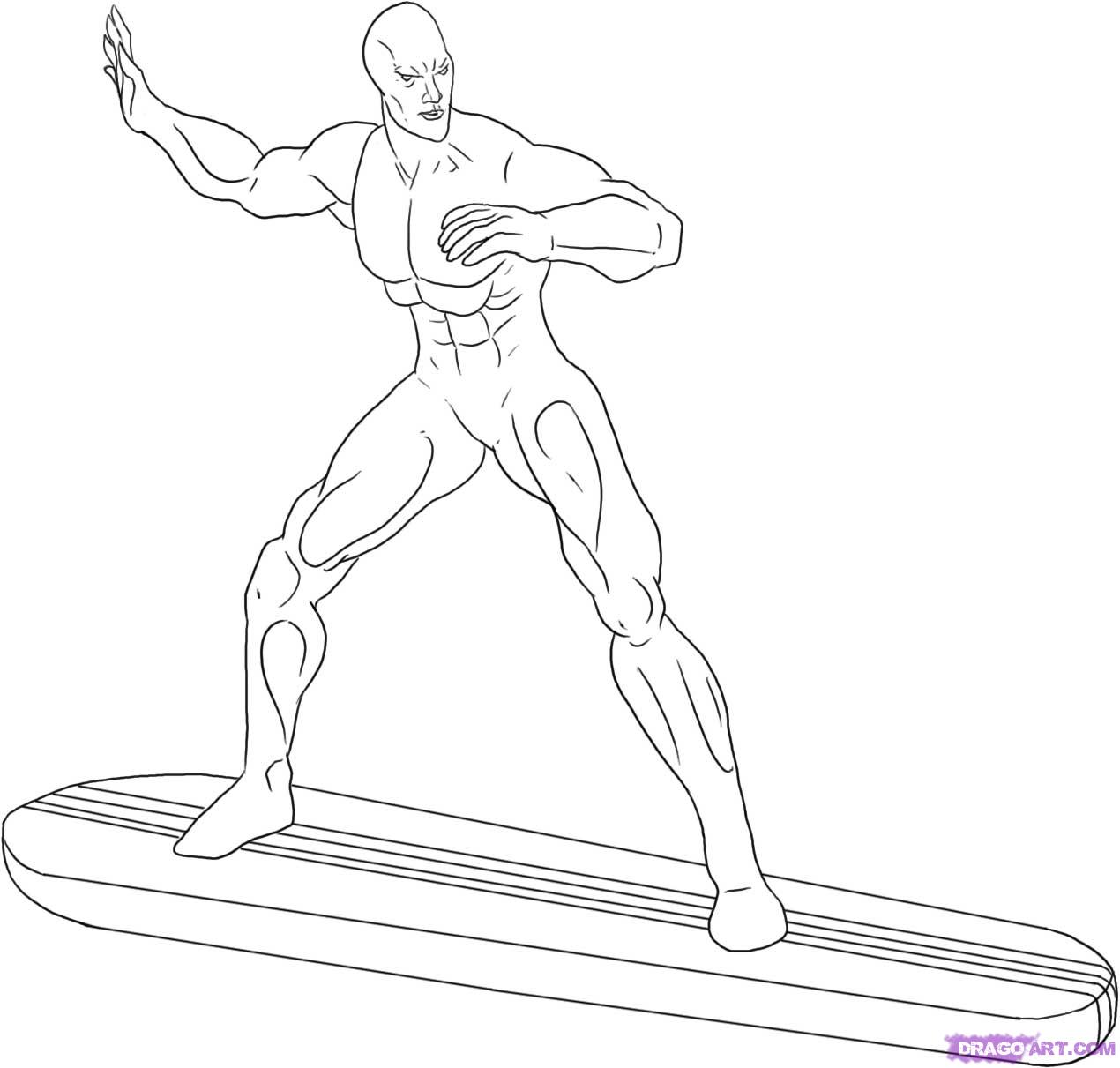 1270x1211 step how to draw the silver surfer - Silver Surfer Drawing
