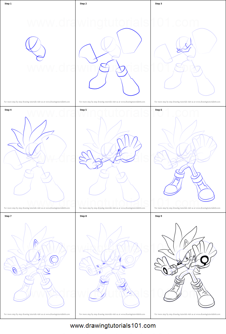 751x1110 how to draw silver the hedgehog from sonic the hedgehog printable - Silver The Hedgehog Drawing