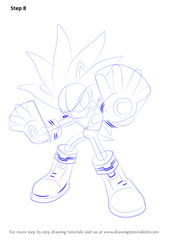 596x842 learn how to draw silver the hedgehog from sonic the hedgehog - Silver The Hedgehog Drawing