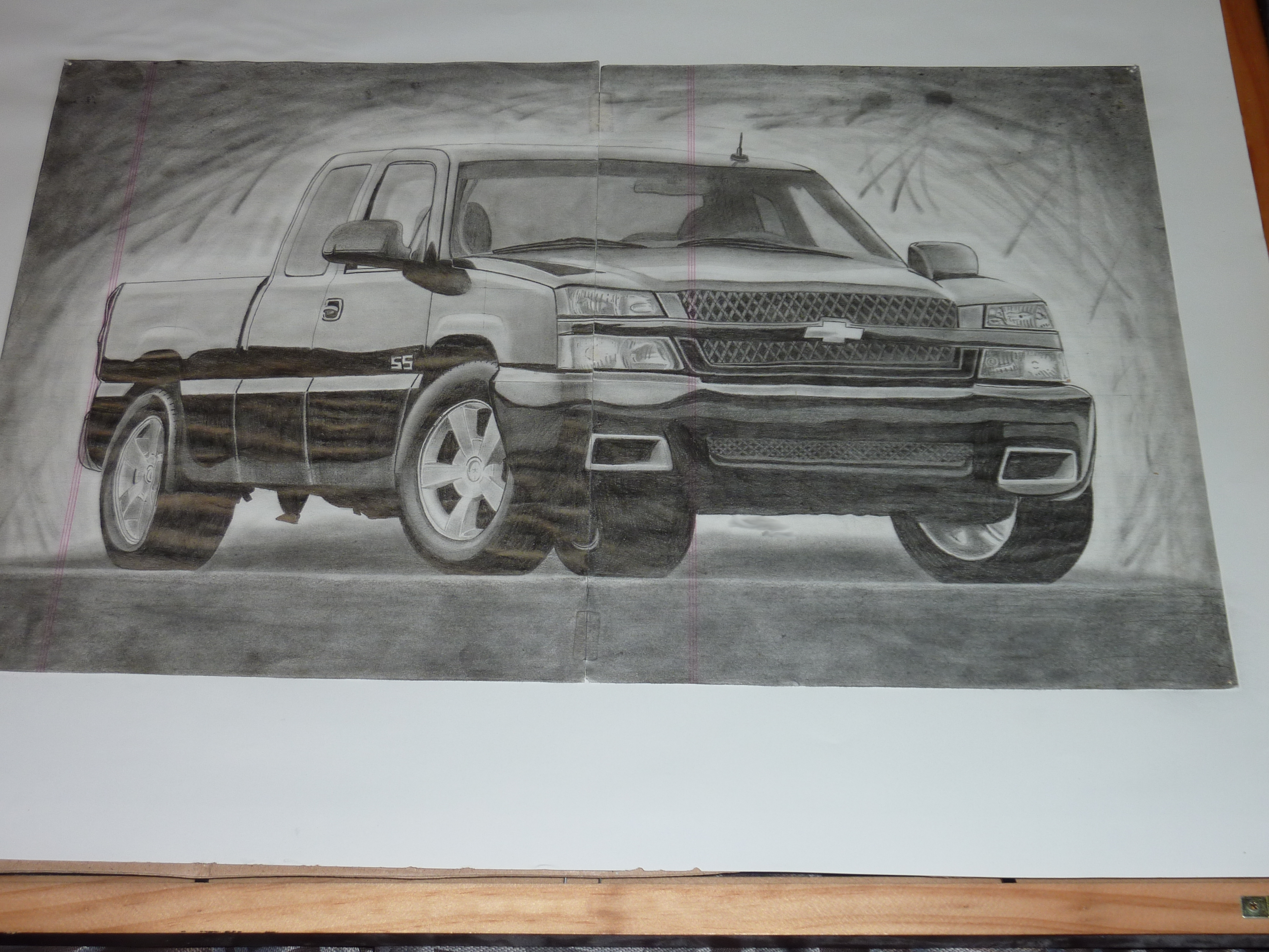 3648x2736 Chevrolet Silverado Ss On Two Pieces Of Ruled Paper - Silverado Drawing