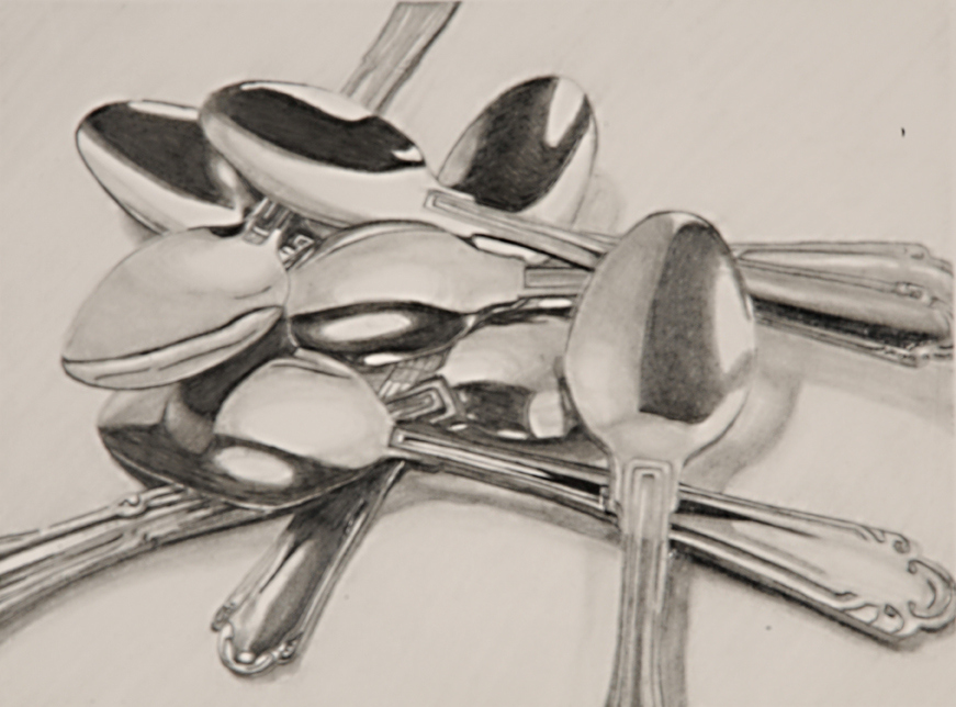 871x644 drawing silverware value study - Silverware Drawing