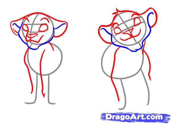 575x419 how to draw simba and nala, step - Simba And Nala Drawing
