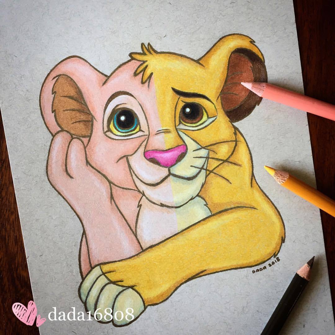 1080x1080 art - Simba And Nala Drawing