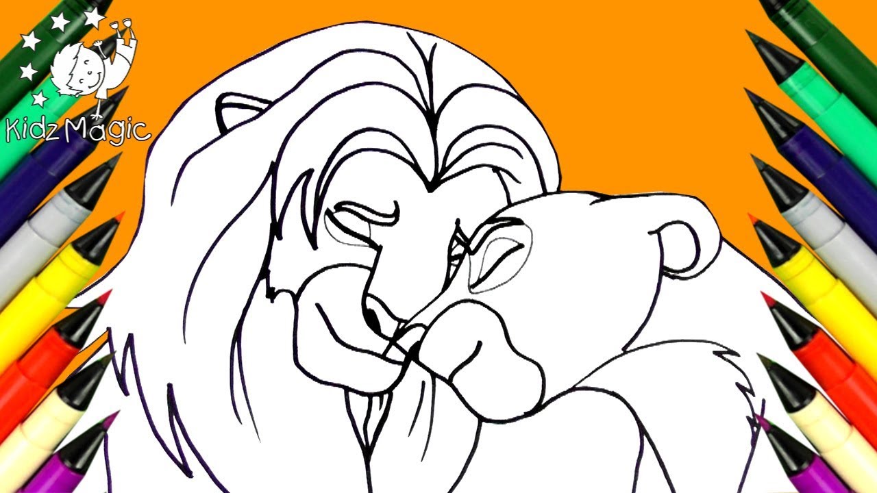 1280x720 draw and color simba and nala disney lion king coloring - Simba And Nala Drawing