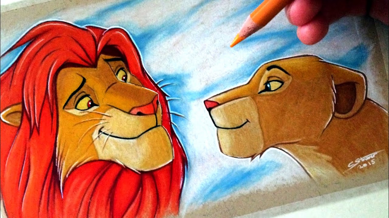 Drawing Simba And Nala From The Lion King - Simba And Nala Drawing. 