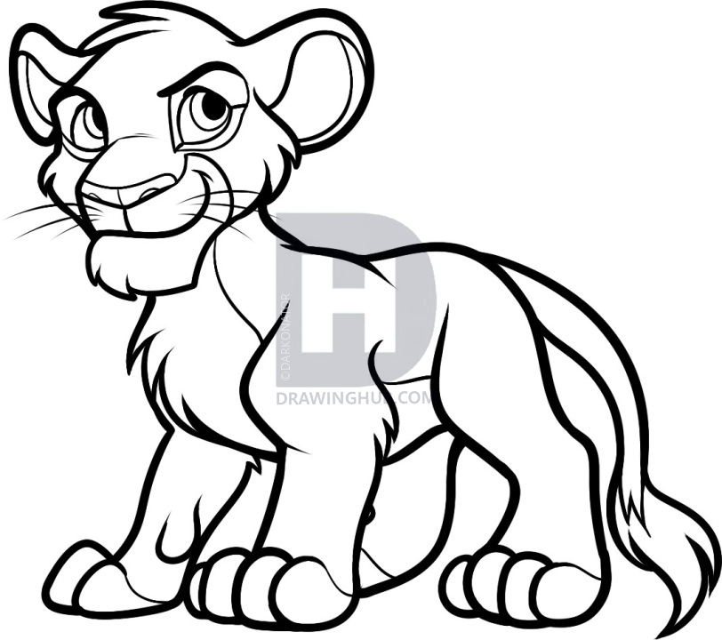 812x720 How To Draw Simba From The Lion King, Step - Simba Drawing