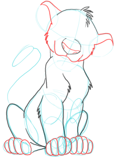 400x547 How To Draw Simba From Lion King Step - Simba Lion King Drawing