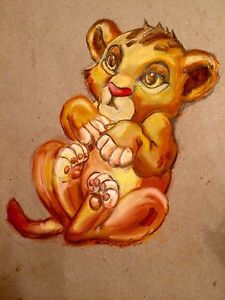 225x300 Lion King Little Simba Art Pastel Drawing Original Ebay - Simba Lion King Drawing