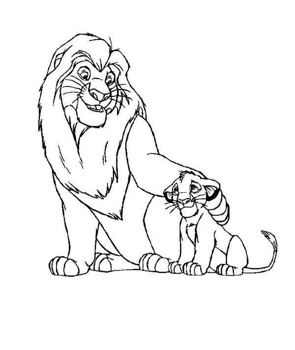 600x712 Simba And His Father Mufasa In The Lion King Movie Coloring - Simba Lion King Drawing