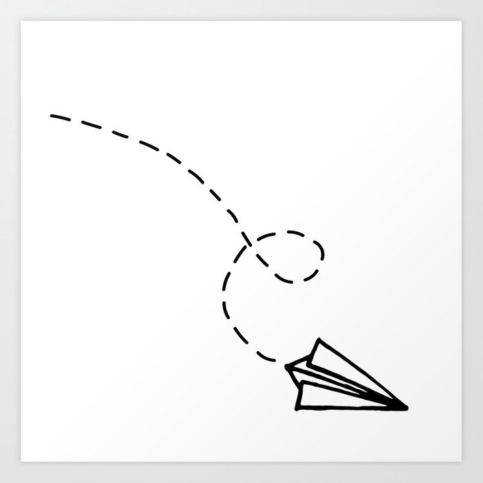 700x700 send it simple paper airplane drawing art print - Simple Airplane Drawing