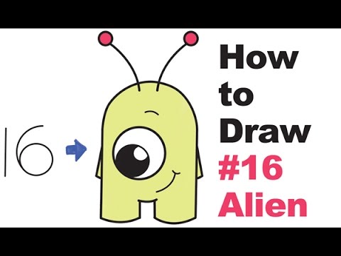480x360 how to draw cute cartoon aliens from numbers easy step - Simple Alien Drawing