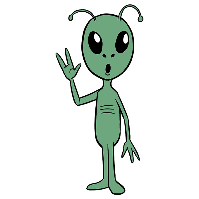 680x678 how to draw an alien - Simple Alien Drawing