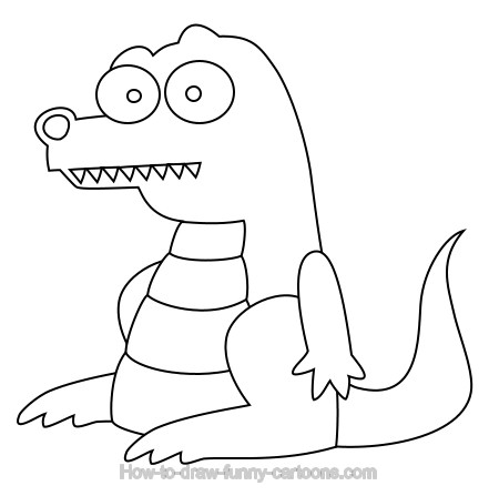 450x447 Drawing A Crocodile Cartoon - Simple Alligator Drawing