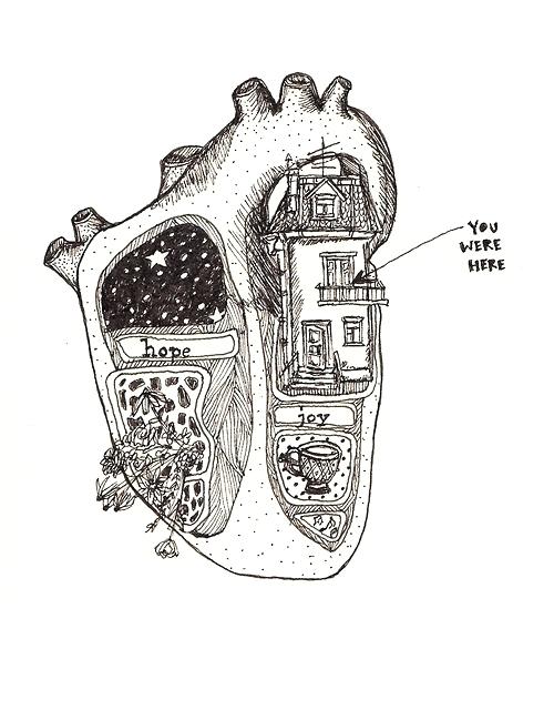 500x640 Will Blood Nature Heart Illustration Furthering The Nature Skull - Simple Anatomical Heart Drawing