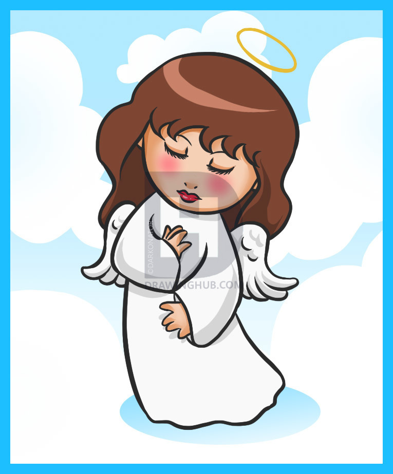 765x923 How To Draw A Simple Angel, Step - Simple Angel Drawing