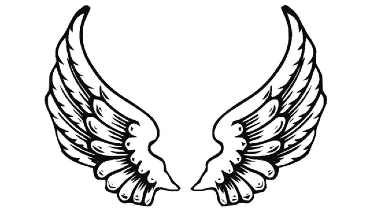 1280x720 Simple Angel Wings Drawing Wing Template - Simple Angel Drawing