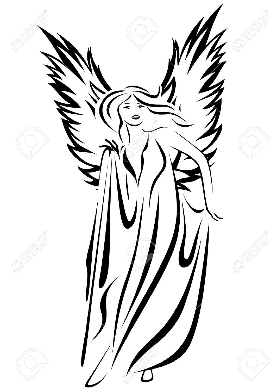 919x1300 Simple Angel Sketch - Simple Angel Drawing