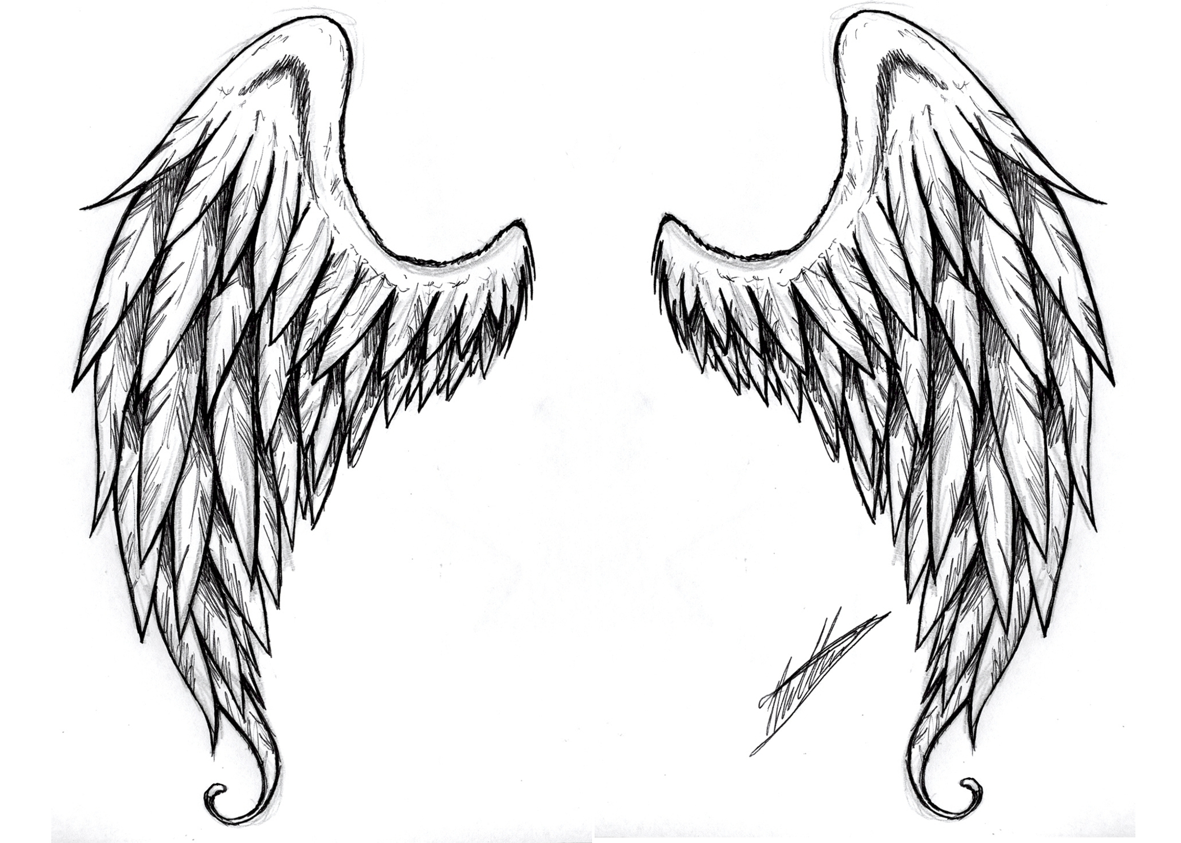 2304x1644 Simple Angel Wings Drawing - Simple Angel Wings Drawing