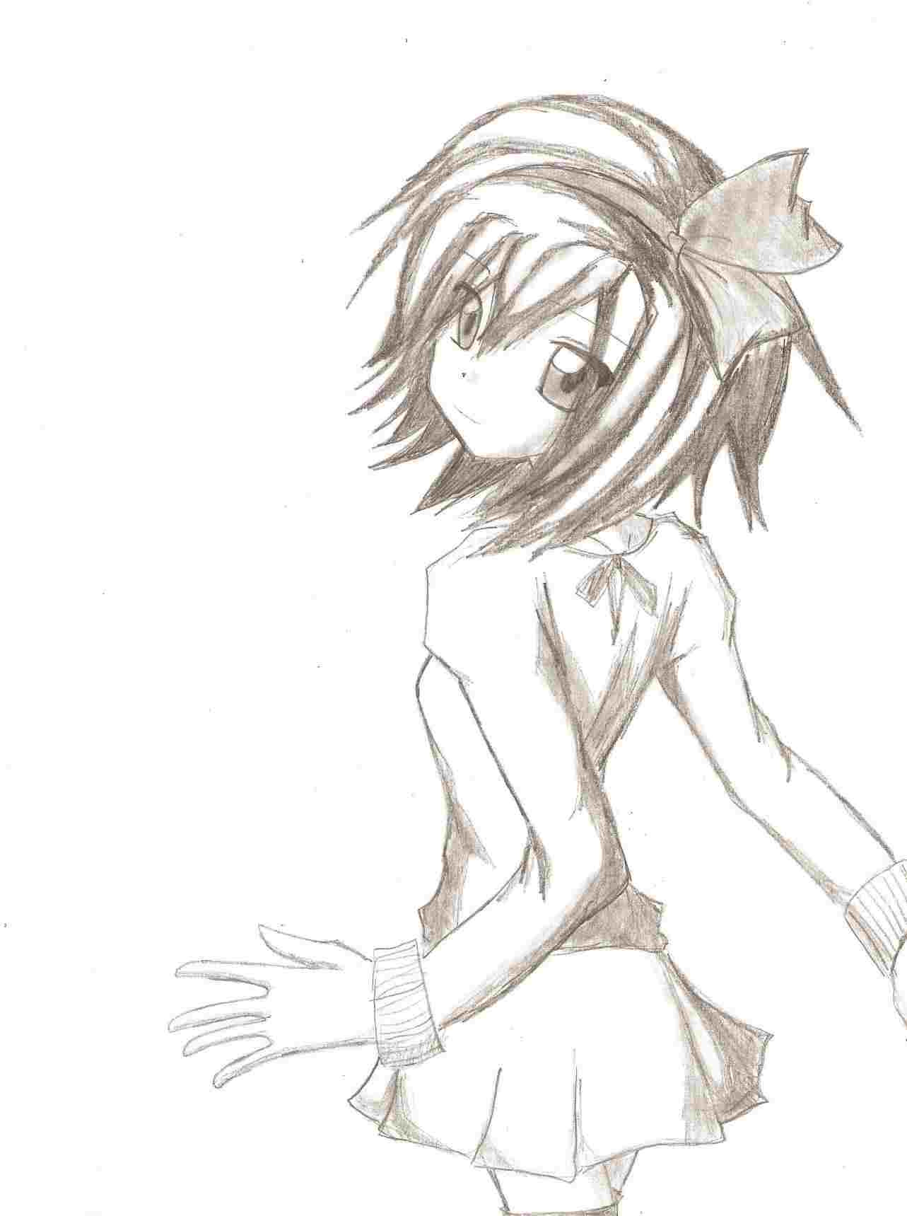 1283x1719 In Pencil To Draw A Cute Anime Girl Drawing Animes - Simple Anime Girl Drawing