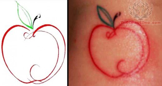 520x277 Simple Apple Tattoo Drawing - Simple Apple Drawing