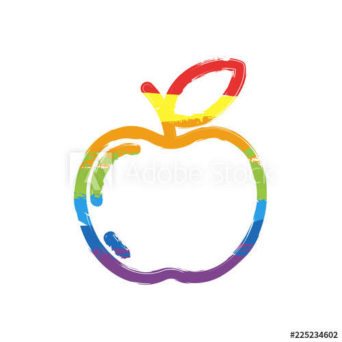 500x500 simple apple icon outline silhouette drawing sign with lgbt - Simple Apple Drawing