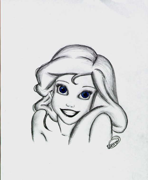623x755 Disney Princess Drawing, Pencil, Sketch, Colorful, Realistic Art - Simple Ariel Drawing