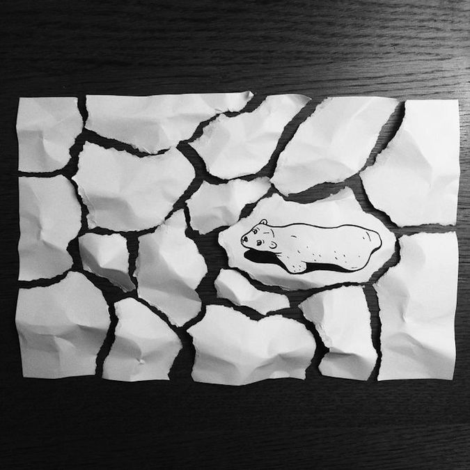 675x675 artist brings his drawings to life using simple paper folds - Simple Art Drawings