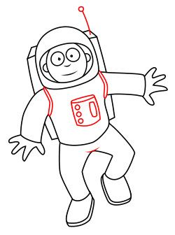 250x336 drawing a cartoon astronaut kids - Simple Astronaut Drawing
