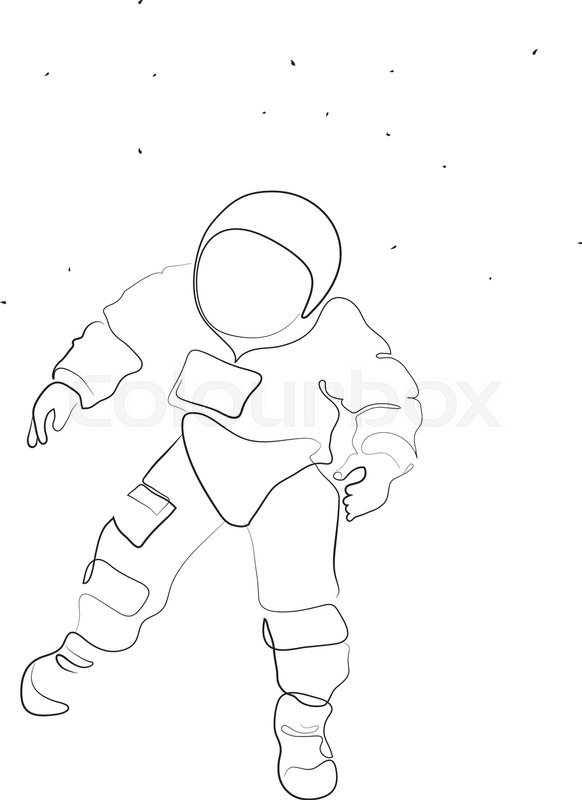 582x800 a simple, minimal line drawing with an stock vector colourbox - Simple Astronaut Drawing