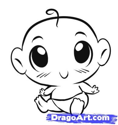 389x410 How To Draw A Simple Baby Step Kids Art Drawings, Online - Simple Baby Drawing