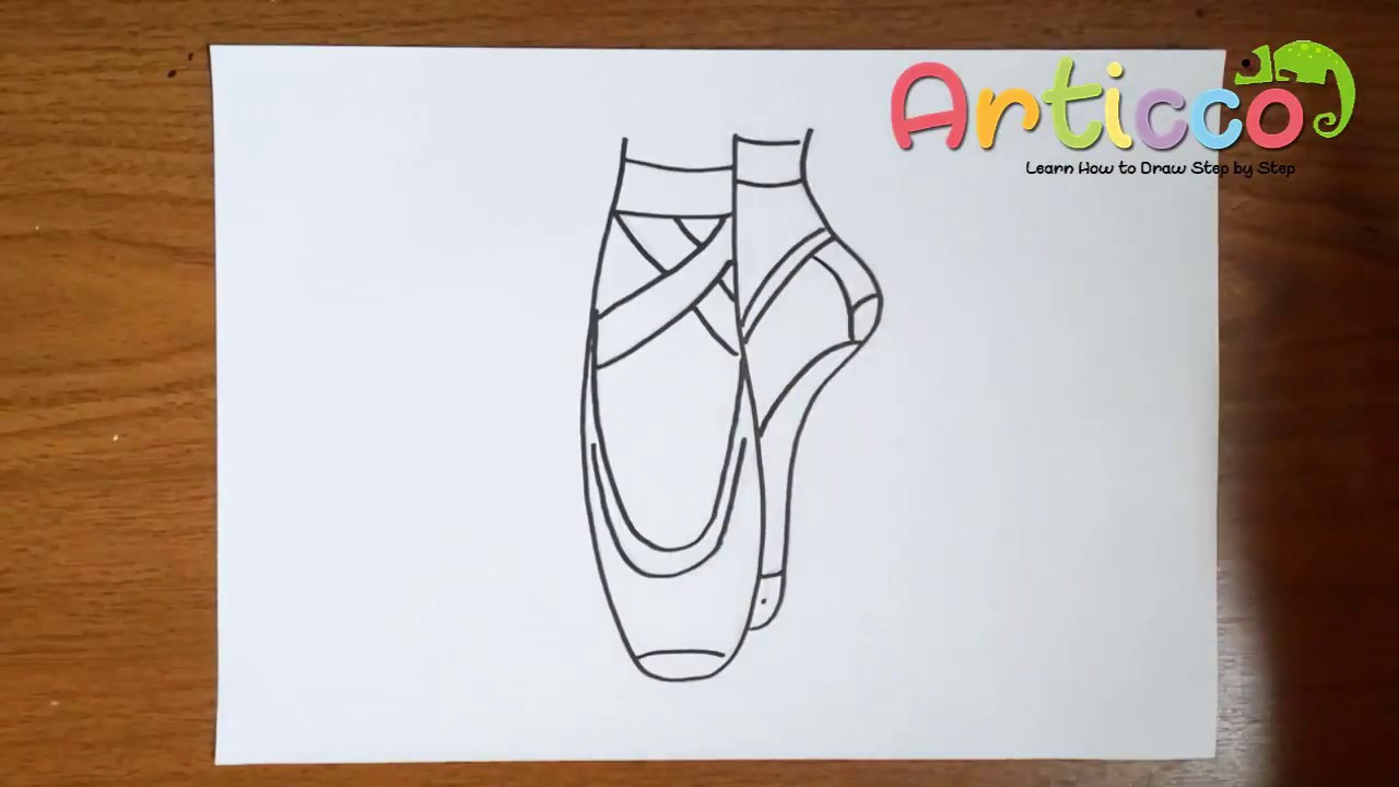 1280x720 How To Draw Ballet Shoes Step - Simple Ballerina Drawing